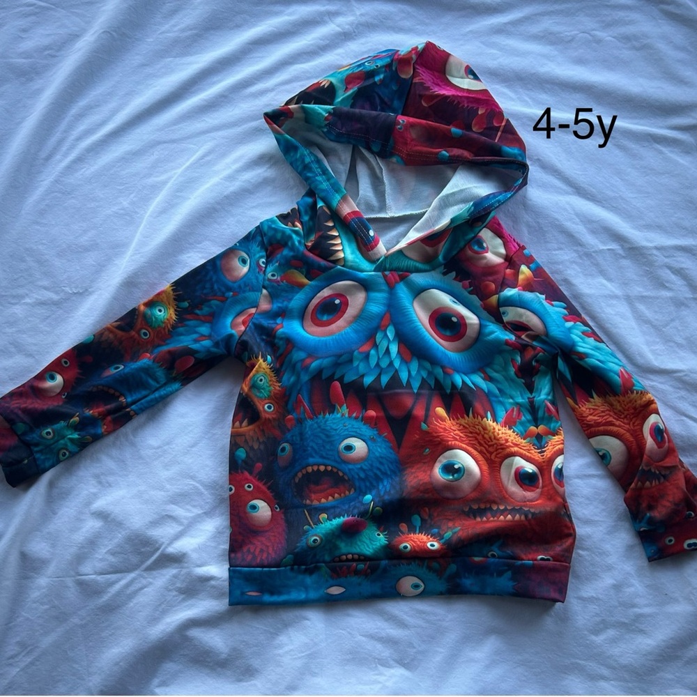Colorful Monster Print Kids Hoodie